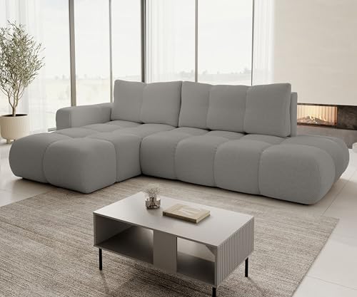 AXLIVING Ecksofa mit Schlaffunktion Hosio 288 cm in modernem Grau Links von AXLIVING