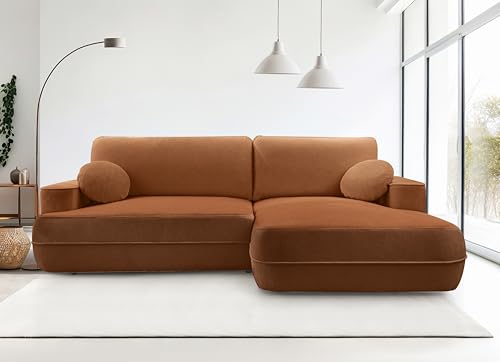 AXLIVING Ecksofa mit Schlaffunktion Peoni 267cm Kupferfarbener Stil R von AXLIVING