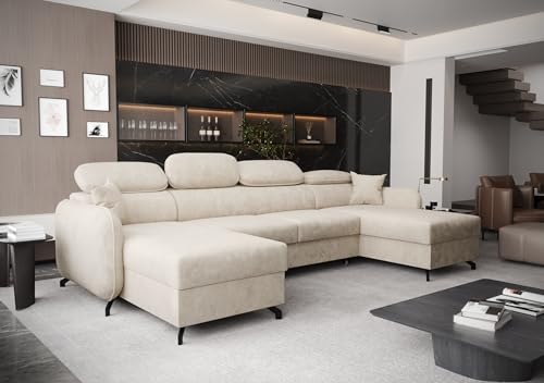 AXLIVING Ecksofa mit Schlaffunktion Ribella 5 345cm Creme U-Form von AXLIVING