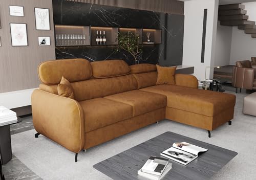 AXLIVING Ecksofa mit Schlaffunktion Ribella 5 L-Form 265 cm, Samt in Bernstein Rechts AXLIVING Ecksofa mit Schlaffunktion Ribella 5 L-Form 265 cm, Samt in Bernstein Rechts von AXLIVING