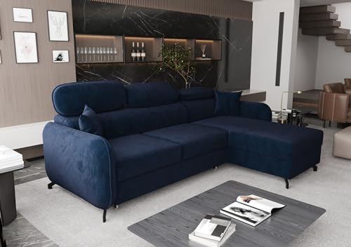 AXLIVING Ecksofa mit Schlaffunktion Ribella 5 L-Form 265 cm, Samt in Blau Rechts AXLIVING Ecksofa mit Schlaffunktion Ribella 5 L-Form 265 cm, Samt in Blau Rechts von AXLIVING