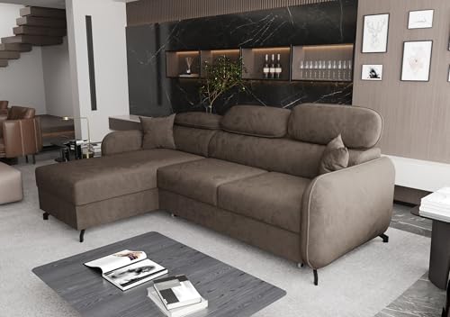 AXLIVING Ecksofa mit Schlaffunktion Ribella 5 L-Form 265 cm, Samt in Braun Links AXLIVING Ecksofa mit Schlaffunktion Ribella 5 L-Form 265 cm, Samt in Braun Links von AXLIVING