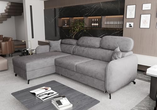 AXLIVING Ecksofa mit Schlaffunktion Ribella 5 L-Form 265cm, Samt in Grau Links AXLIVING Ecksofa mit Schlaffunktion Ribella 5 L-Form 265cm, Samt in Grau Links von AXLIVING