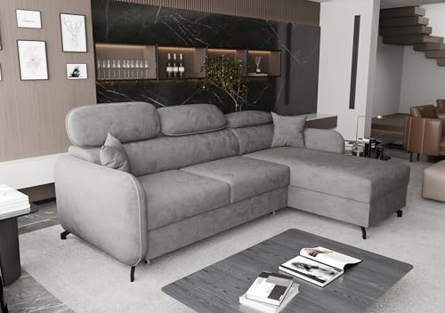 AXLIVING Ecksofa mit Schlaffunktion Ribella 5 L-Form 265cm, Samt in Grau Rechts AXLIVING Ecksofa mit Schlaffunktion Ribella 5 L-Form 265cm, Samt in Grau Rechts von AXLIVING