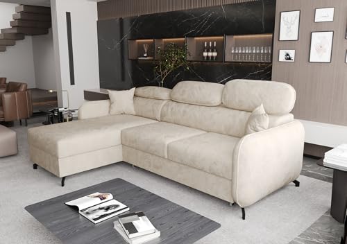 AXLIVING Ecksofa mit Schlaffunktion Ribella 5 L-Form 265cm Samt in Creme Links AXLIVING Ecksofa mit Schlaffunktion Ribella 5 L-Form 265cm Samt in Creme Links von AXLIVING