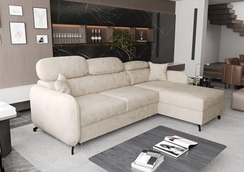 AXLIVING Ecksofa mit Schlaffunktion Ribella 5 L-Form 265cm Samt in Creme Rechts AXLIVING Ecksofa mit Schlaffunktion Ribella 5 L-Form 265cm Samt in Creme Rechts von AXLIVING