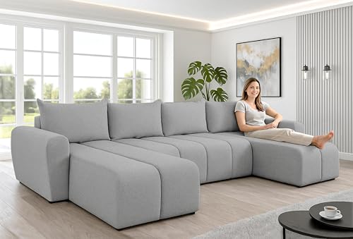 AXLIVING Ecksofas groß Ferrande 317 cm – Sofa grau mit Schlaffunktion & Struktur AXLIVING Ecksofas groß Ferrande 317 cm – Sofa grau mit Schlaffunktion & Struktur von AXLIVING