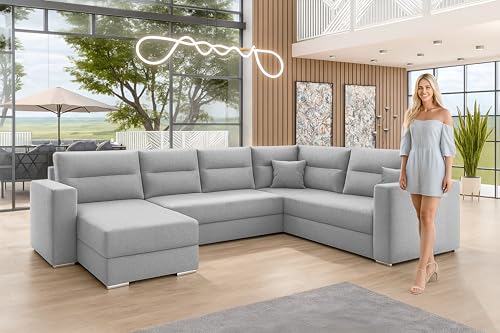 AXLIVING Ecksofas groß Lovere 314 cm – Sofa grau mit Schlaffunktion AXLIVING Ecksofas groß Lovere 314 cm – Sofa grau mit Schlaffunktion von AXLIVING