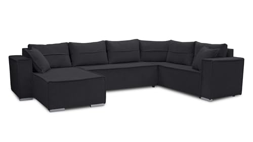 AXLIVING Ecksofas groß Lovere 314 cm – Sofa schwarz mit Schlaffunktion & Strukturstoff AXLIVING Ecksofas groß Lovere 314 cm – Sofa schwarz mit Schlaffunktion & Strukturstoff von AXLIVING