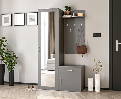 AXLIVING Flurgarderobe Grau Magnola 100cm Breite, modernes Design & Stauraum von AXLIVING