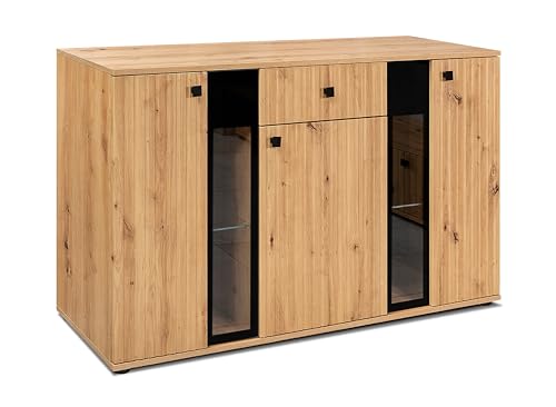 AXLIVING Formilo Sideboard Kommode Artisan Eiche Rillen mit Schublade von AXLIVING