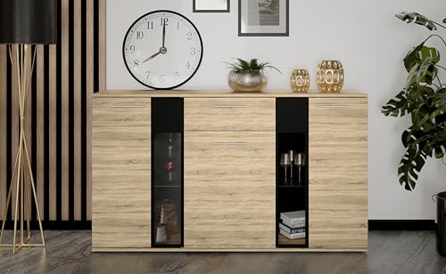 AXLIVING Formilo Sideboard Kommode Sonoma Eiche mit Schublade 140,4cm von AXLIVING