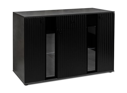 AXLIVING Formilo Sideboard Kommode grau Matera schwarz Rillen 140,4cm von AXLIVING