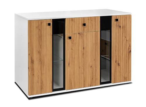 AXLIVING Formilo Sideboard Kommode weiß Artisan Eiche Rillen 140,4 cm AXLIVING Formilo Sideboard Kommode weiß Artisan Eiche Rillen 140,4 cm von AXLIVING