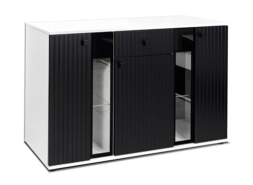 AXLIVING Formilo Sideboard Kommode weiß schwarz Rillen 140,4cm Breite von AXLIVING