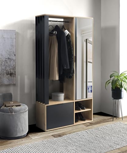 AXLIVING Garderobe Flur Milanoir 100 cm Spiegel Artisan Eiche/Schwarz AXLIVING Garderobe Flur Milanoir 100 cm Spiegel Artisan Eiche/Schwarz von AXLIVING