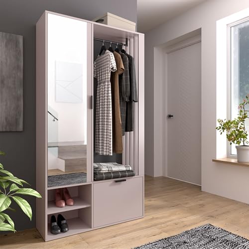 AXLIVING Garderobe Flur Milanoir 100 cm mit Spiegel Modern Kaschmir von AXLIVING