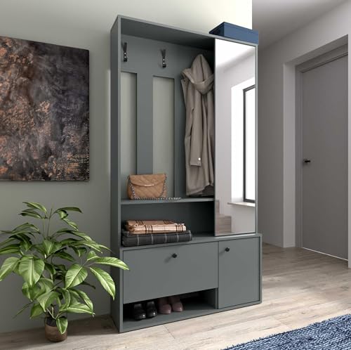 AXLIVING Garderobe mit Schuhschrank Tokessa mit Spiegel Stone Green AXLIVING Garderobe mit Schuhschrank Tokessa mit Spiegel Stone Green von AXLIVING