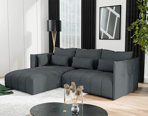 AXLIVING Gaziante Eckschlafcouch mit Bettkasten 245 cm grau von AXLIVING