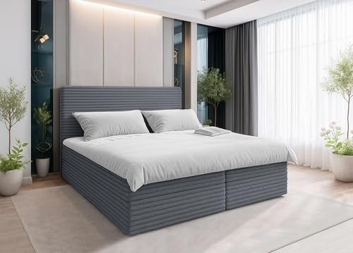 AXLIVING Grau Bett Sevdayla Boxspringbett mit Bettkasten 140x200 cm von AXLIVING