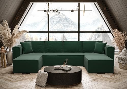 AXLIVING Grün Ecksofa mit Schlaffunktion U-Form Vinoria 327 cm von AXLIVING
