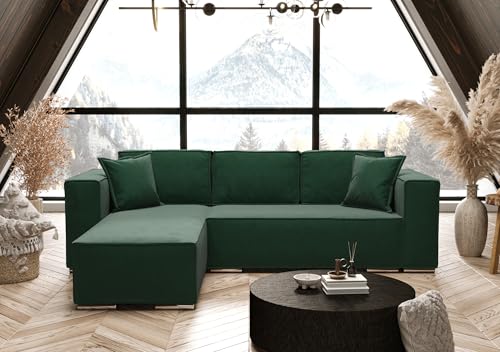 AXLIVING Grün Ecksofa mit Schlaffunktion Vinoria L-Form 255 cm Links von AXLIVING