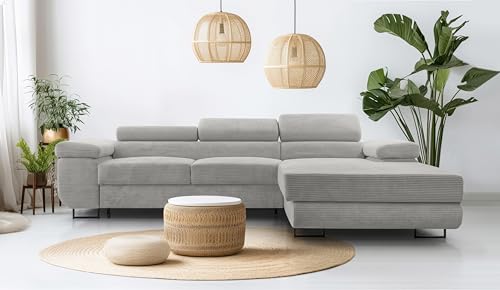 AXLIVING Hellgrau Cord Couch L Form – Arborio R Wohnlandschaft 280cm AXLIVING Hellgrau Cord Couch L Form – Arborio R Wohnlandschaft 280cm von AXLIVING