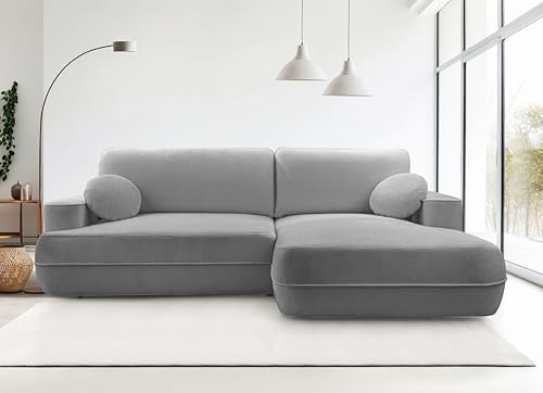 AXLIVING Hellgrau Ecksofa mit Schlaffunktion Peoni 267 cm modern R von AXLIVING