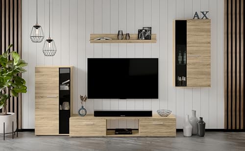 AXLIVING Hochwertige Wohnwand Formilo 240 cm – Modern in Sonoma Eiche von AXLIVING