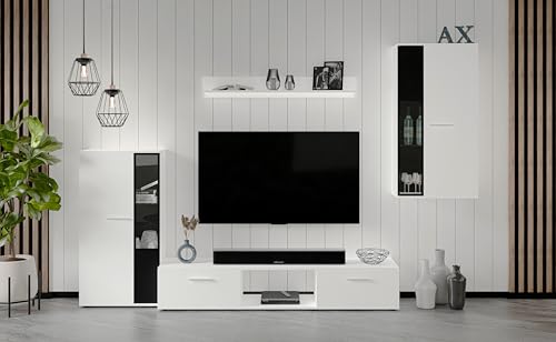 AXLIVING Hochwertige Wohnwand Formilo 240 cm – Modern in Weiß von AXLIVING