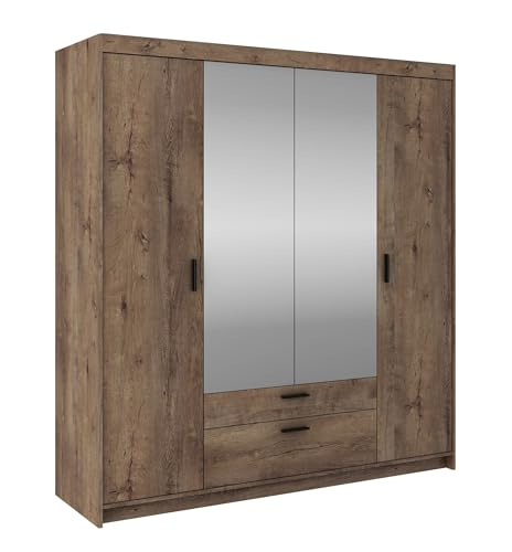 AXLIVING Kleiderschrank mit Spiegel Storicos Eiche Lefkas 4D 176,3cm von AXLIVING