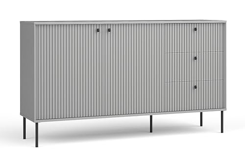 AXLIVING Kommode Modern Irelis 156 cm Grau Schwarz Griffe von AXLIVING
