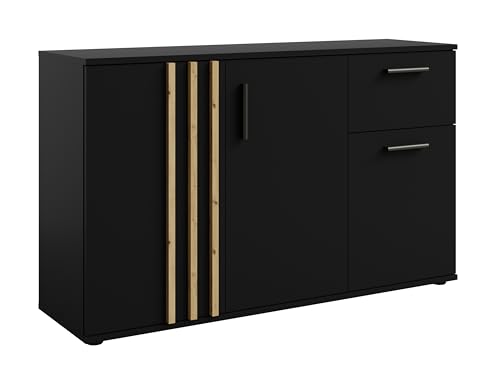 AXLIVING Kommode mit Schublade „Turell 3D1SZ“ – 120 cm breit, Schwarz von AXLIVING
