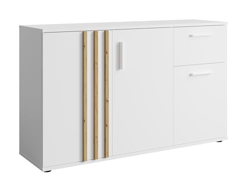 AXLIVING Kommode mit Schublade „Turell 3D1SZ“ – 120 cm breit, Weiß von AXLIVING