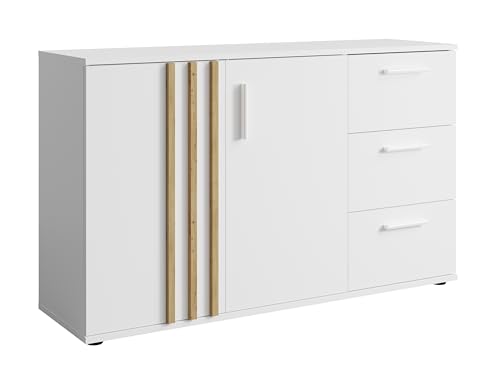 AXLIVING Kommode mit Schubladen „Turell 2D3SZ“ – 120 cm, Weiß von AXLIVING
