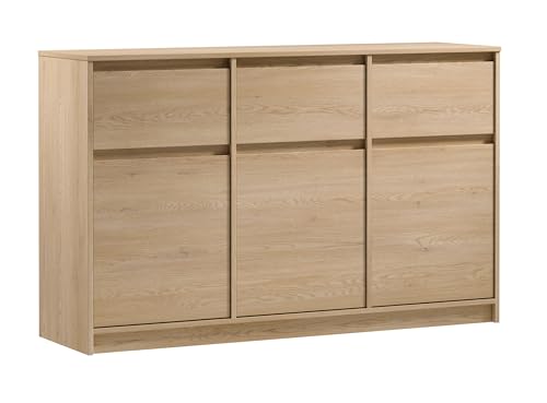 AXLIVING Kommode mit Schubladen Mormanno K3D3S – 138cm, Eiche Cremona von AXLIVING