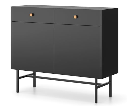 AXLIVING Kommode modern Dinley 104 cm Schwarz Matt mit Türen & Schubladen AXLIVING Kommode modern Dinley 104 cm Schwarz Matt mit Türen & Schubladen von AXLIVING