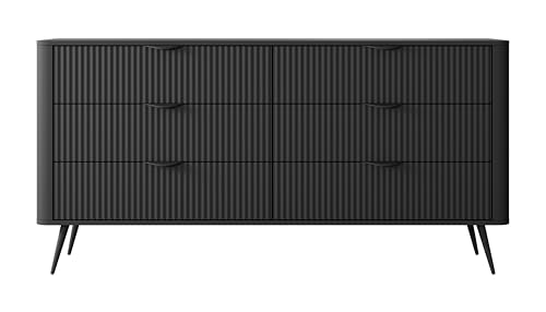 AXLIVING Kommode schwarz mit Schubladen Vespasia 163 6S 163,2cm von AXLIVING