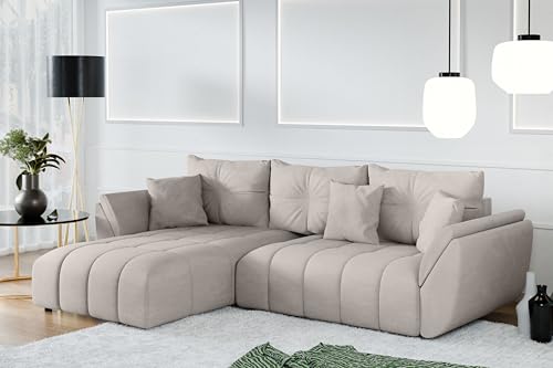 AXLIVING L Form Couch in Beige Verciani Schlaffunktion Bettkasten 266 von AXLIVING