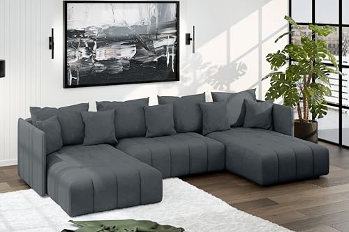 AXLIVING Mersino Ecksofa mit Bettkasten 353 cm grau Big Couch von AXLIVING