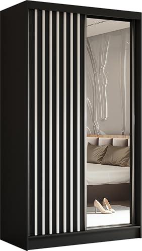 AXLIVING Modern Kleiderschrank Schwarz mit Spiegel Cabinio 120 cm von AXLIVING