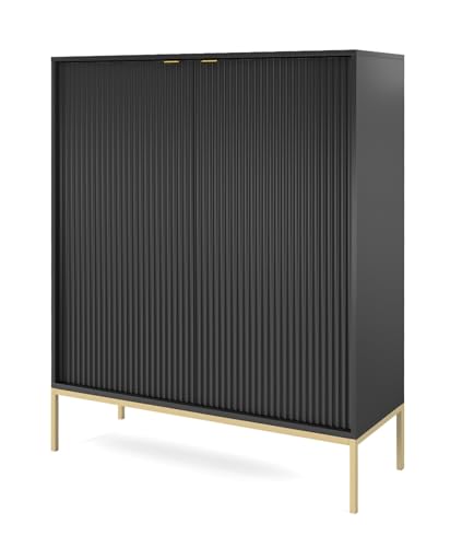 AXLIVING Modern Kommode „Eternas K104” mit Lamellenfront 104 cm breite, Schwarz von AXLIVING