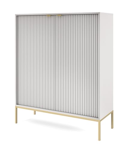 AXLIVING Modern Kommode Eternas K104 mit Lamellenfront 104 cm Grau AXLIVING Modern Kommode Eternas K104 mit Lamellenfront 104 cm Grau von AXLIVING