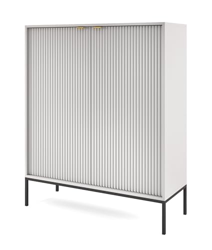 AXLIVING Modern Kommode Eternas K104 mit Lamellenfront 104 cm Grau von AXLIVING