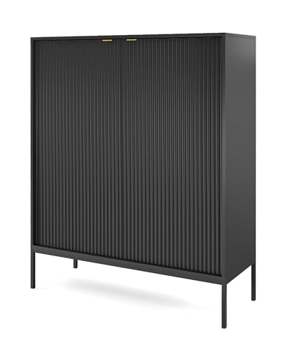 AXLIVING Modern Kommode Eternas K104 mit Lamellenfront 104 cm Schwarz von AXLIVING