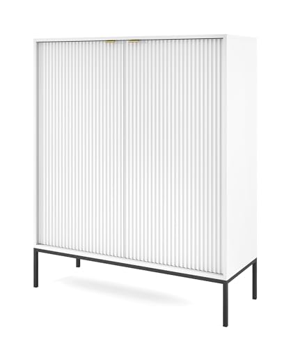 AXLIVING Modern Kommode Eternas K104 mit Lamellenfront 104 cm Weiß von AXLIVING