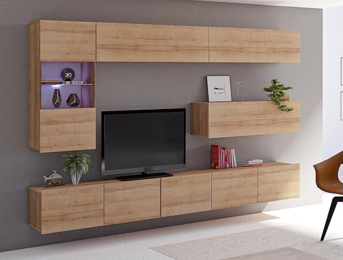 AXLIVING Möbel im Wohnzimmer Kossana 4 – 255cm Breite Goldene Eiche von AXLIVING