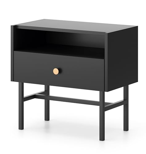 AXLIVING Nachttisch mit Schublade Dinley 55 cm Schwarz matt auf Metallgestell AXLIVING Nachttisch mit Schublade Dinley 55 cm Schwarz matt auf Metallgestell von AXLIVING
