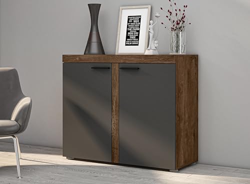 AXLIVING Schmal Kommode Spacoro 2D Eleganz, Modern in Lefkas/Graphit von AXLIVING
