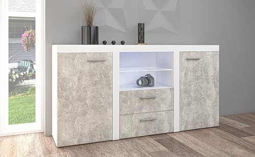 AXLIVING Schubladenschrank Kommode Spacoro 2F2S Modern in Weiß/Beton von AXLIVING